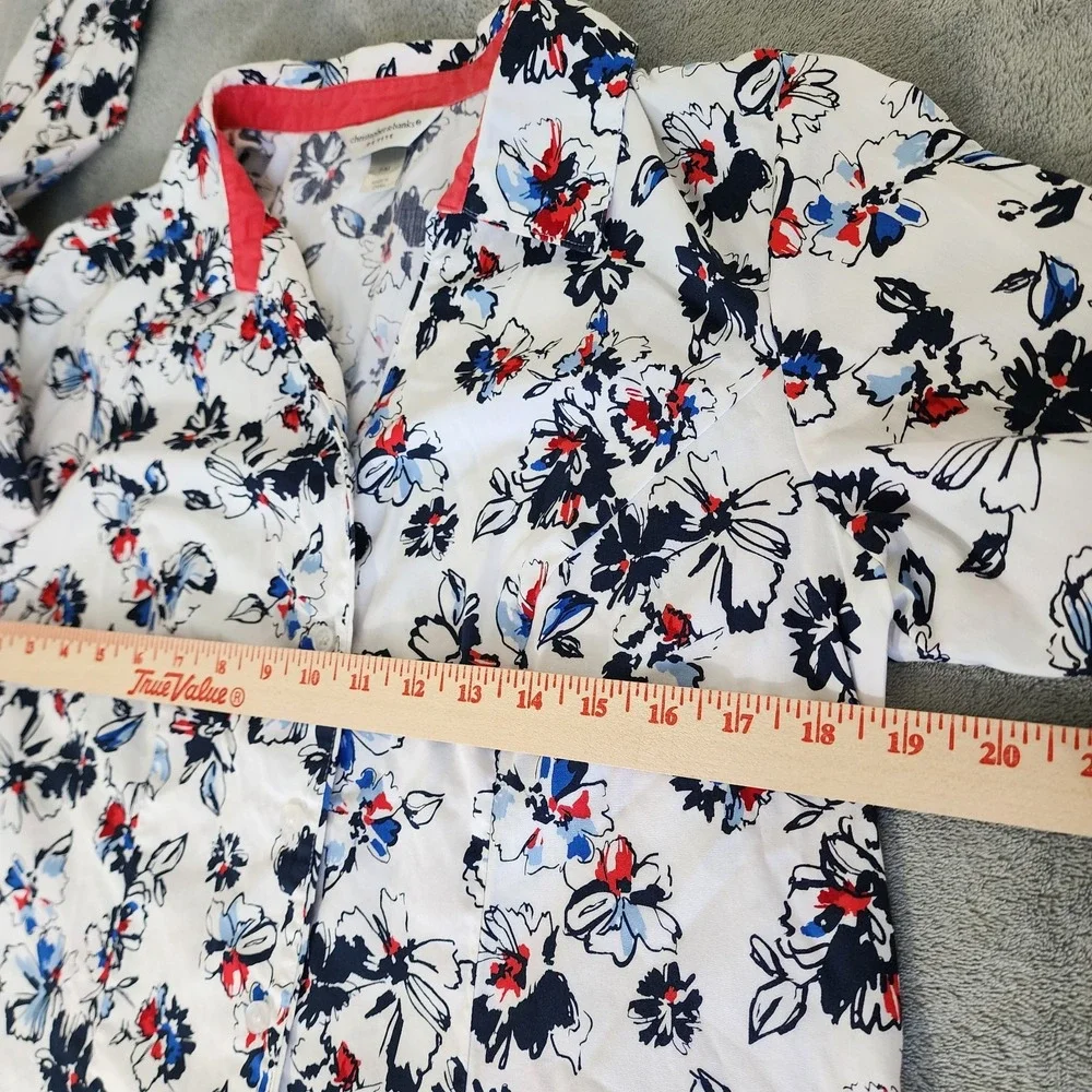 Christopher &‎ Banks Floral Print Button Down Long Sleeve Size Petite Medium
